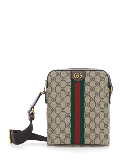 GUCCI Gucci Men 'Ophidia Small' Beige Crossbody Bag With All-Over Gg Motif And Metallic Logo On The Front 