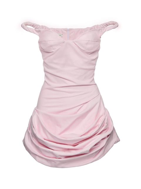 MAGDA BUTRYM Off-The-Shoulder Denim Mini Dress light pink