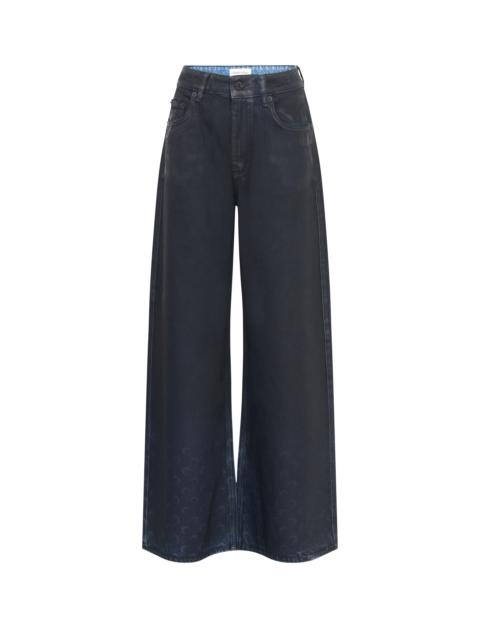 Marine Serre Moon Waxed Denim High-Waist Flare Jeans