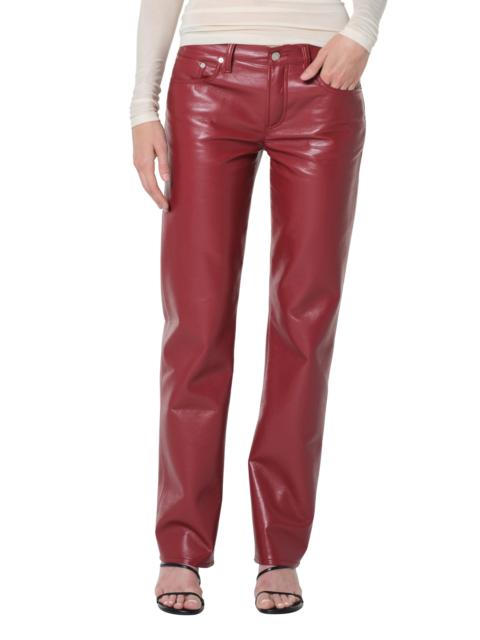 AGOLDE AGOLDE Leather Blend Straight Leg Pants in Brick Dark Dusty Red at Nordstrom