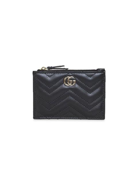 Gucci Women Black Gg Marmont Zip Key Pouch