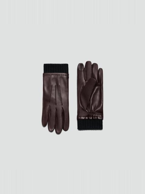Theory Ribbed Cuff Tech Gloves in Leather