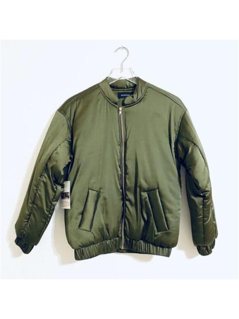 Minkpink Simple Bomber Jacket Puffer Coat Moss Green XS NWT
