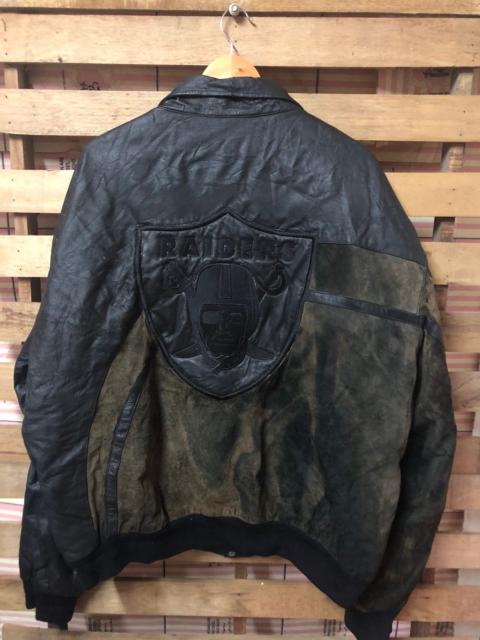 Other Designers Vintage Jeff Hamilton X Raiders Sun Faded Leather Jacket