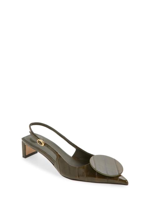 JACQUEMUS Jacquemus Les Duelo Mismatched Kitten Heel Slingback Pump in Dark Khaki 580 at Nordstrom