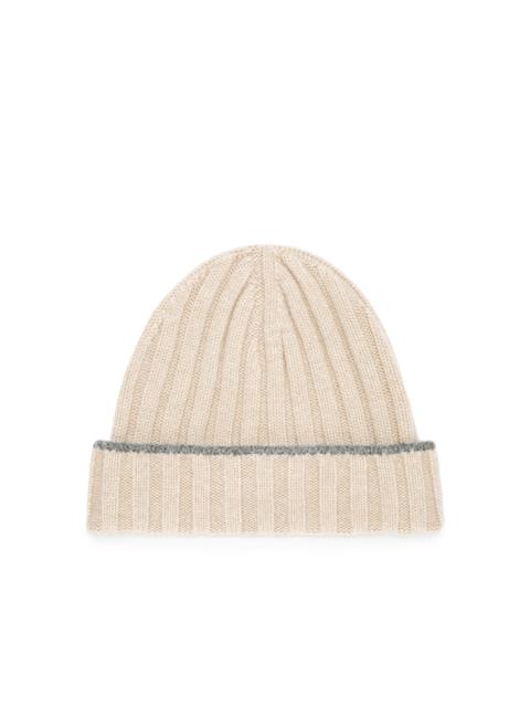 Brunello Cucinelli Brunello Cucinelli Cashmere rib knit beanie in Sand at Nordstrom