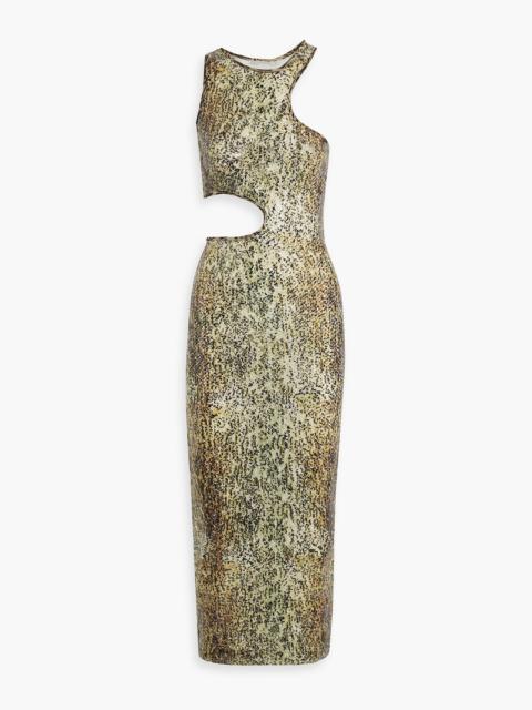 Stella McCartney Cutout sequined mesh midi dress