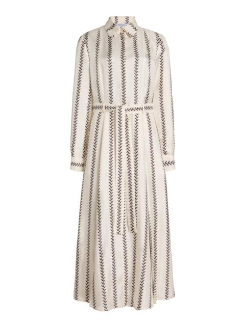 GABRIELA HEARST Galway Maxi Shirtdress in Ivory Multi Printed Silk