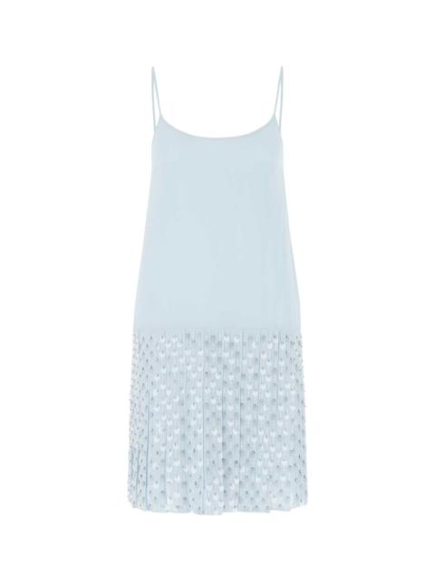 Pastel Light-blue Crepe Mini Dress