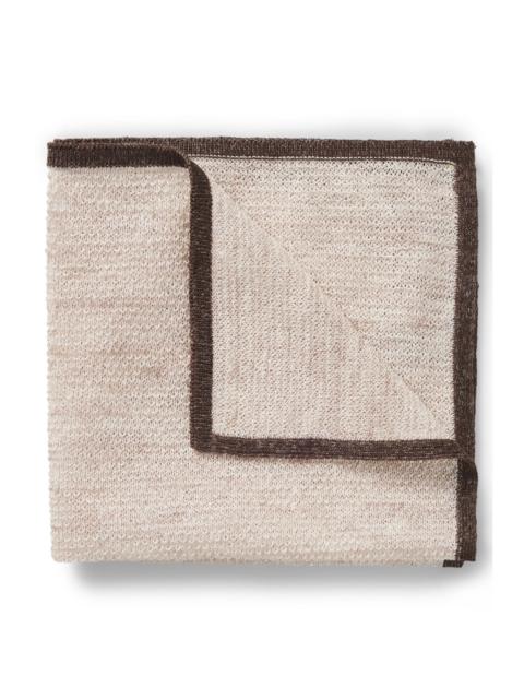 BOSS SILK-LINEN POCKET SQUARE WITH CONTRAST BORDER