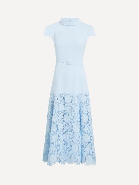 self-portrait Blue Crepe Lace Midi Dress