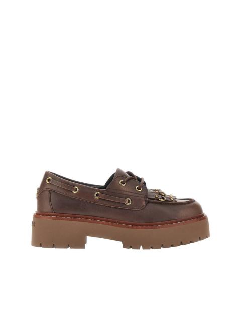 PINKO Pinko 'Margaret' Leather Boat Shoes Brown