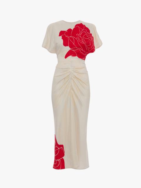 Victoria Beckham Bela Midi Dress In Shell Floral Print