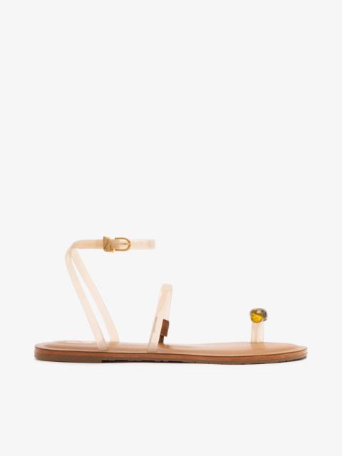Larroudé Biarritz Jelly Flat Sandal In Ivory Vinyl