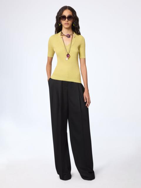 NINA RICCI Mustard V-Neck Knit Top