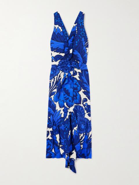 Etro Asymmetric Ruffled Printed Jersey Maxi Dress
