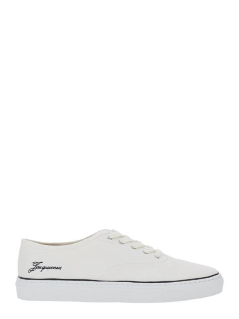 JACQUEMUS Jacquemus Men White Sneakers 'Les Fefe' With Contrast Logo In Cotton For Men