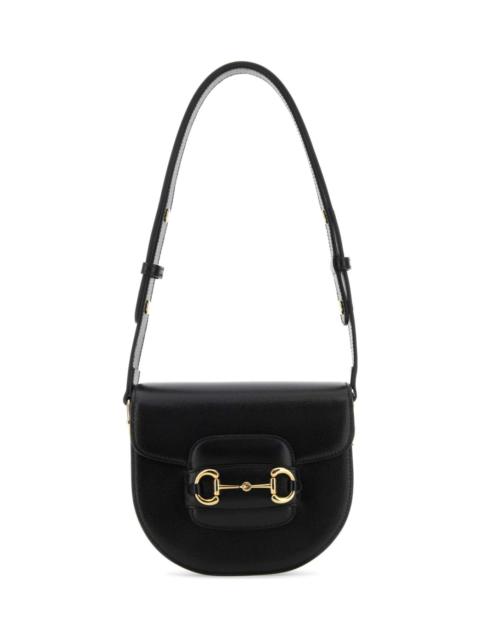 GUCCI Black Leather Mini Gucci Horsebit 1955 Shoulder Bag