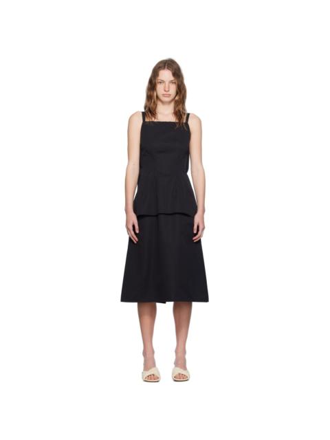 Jil Sander Black Square Neck Midi Dress