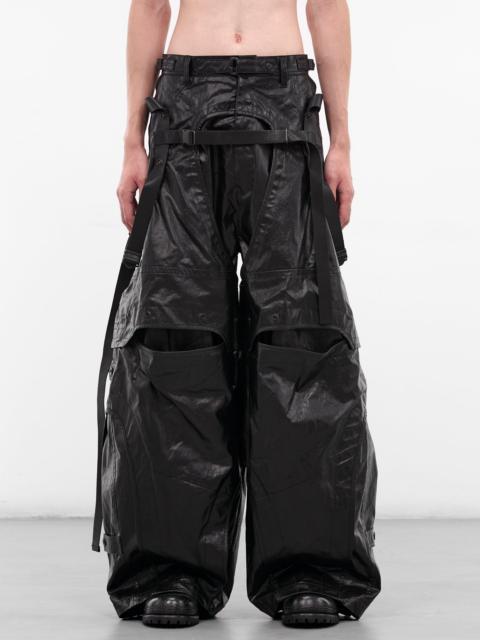 Julius Black Coated Layered Cargo Pants