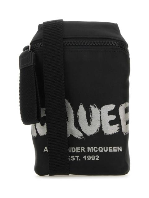 Black Fabric Mcqueen Graffiti Crossbody Bag