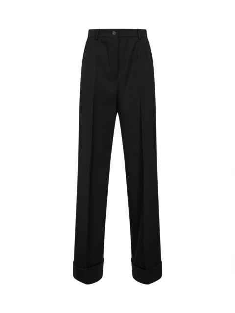 Dolce & Gabbana Dolce & Gabbana Women Black Wool Gabardine Straight Trousers