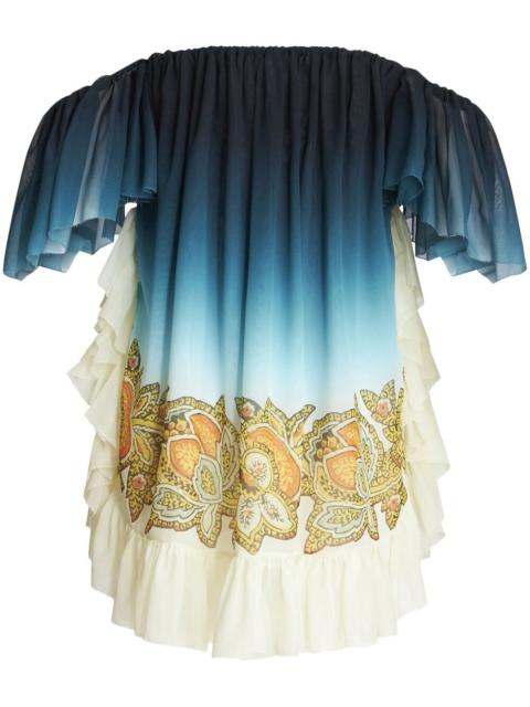 Etro Etro Paisley Print off-shoulder Mini Dress
