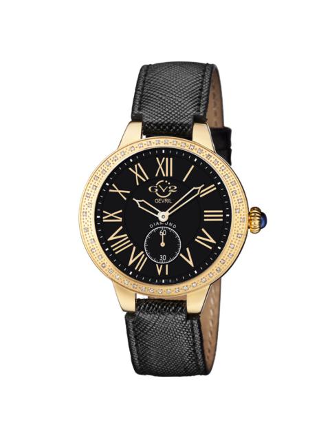 Other Designers GV2 by Gevril Astor Quartz Diamond Black Dial Ladies Watch 9112