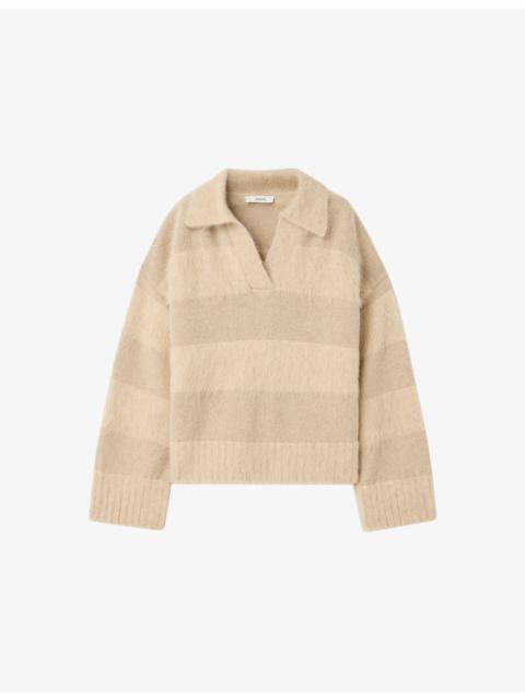 JOSEPH Take Stripe Brushed Alpaca-Blend Jumper