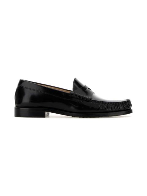 Stuart Weitzman Black Leather Lottie Loafers