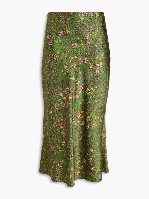 VERONICA BEARD Floral-print satin midi skirt