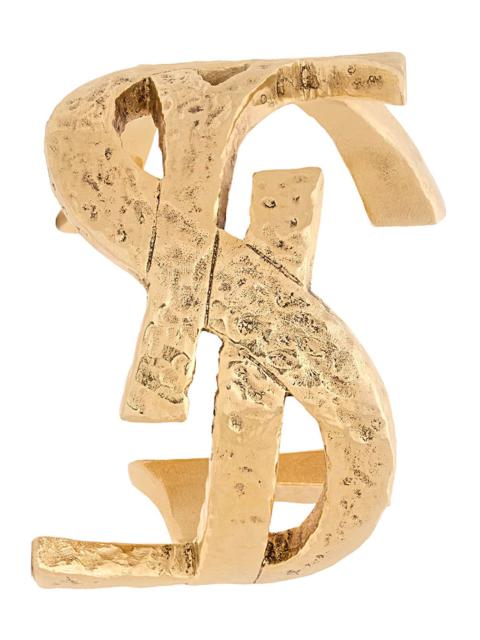 SAINT LAURENT Saint Laurent Women Metallic Open Cuff Bracelet With Cassandre Size S In Brass Woman