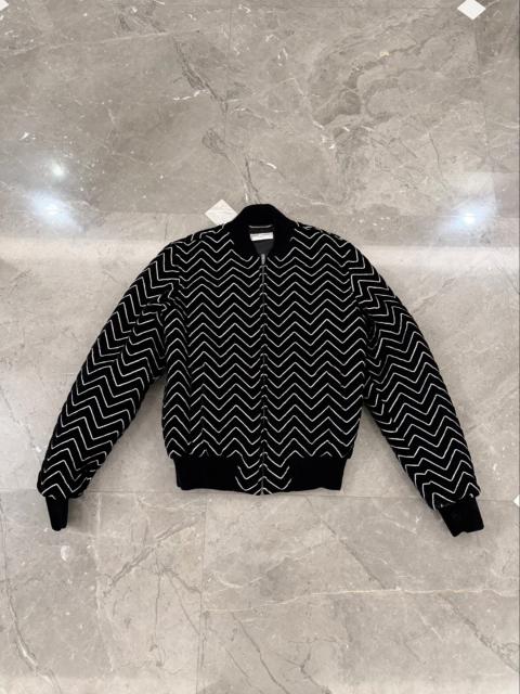 SAINT LAURENT Saint Laurent Zigzag Black Velvet Bomber Jacket