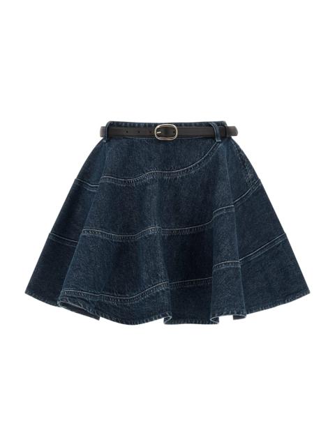 self-portrait 'flared Denim Mini' Skirt