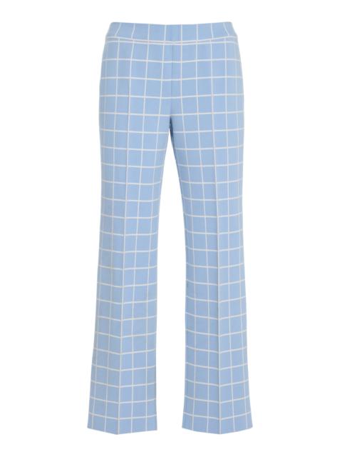 HIGH SPORT Louis Windowpane Cotton-Blend Knit Cropped Pants blue
