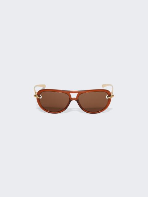 Bottega Veneta Knot Aviator Sunglasses Brown