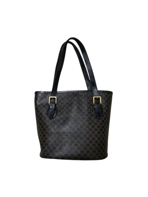 CELINE Celine Macadam Blason PVC Leather Tote Bag Black Brown