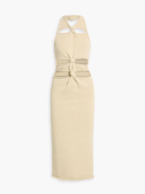 Cult Gaia Alaina knotted cutout cotton-blend halterneck midi dress