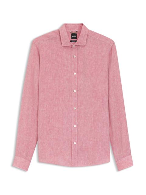 BOSS REGULAR-FIT SHIRT IN WASHED LINEN