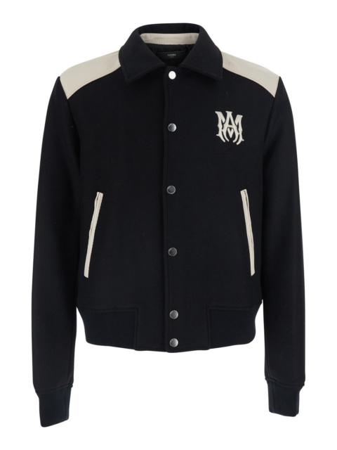 AMIRI Amiri Men Black Jacket With Classic Collar And Logo Patch On The Front In Wool Blend For Men