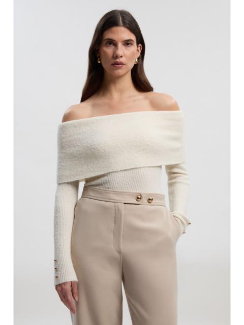 KAREN MILLEN Wool Blend Cosy Bardot Knit Jumper