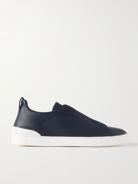 ZEGNA Triple Stitch™ SECONDSKIN Full-Grain Leather Sneakers Navy