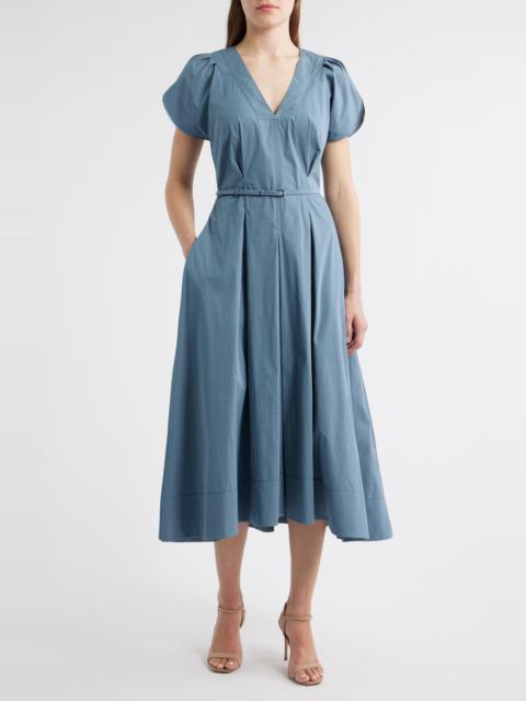 BOSS BOSS Demnilia Belted Cotton Blend Midi Dress in Tanzanite at Nordstrom