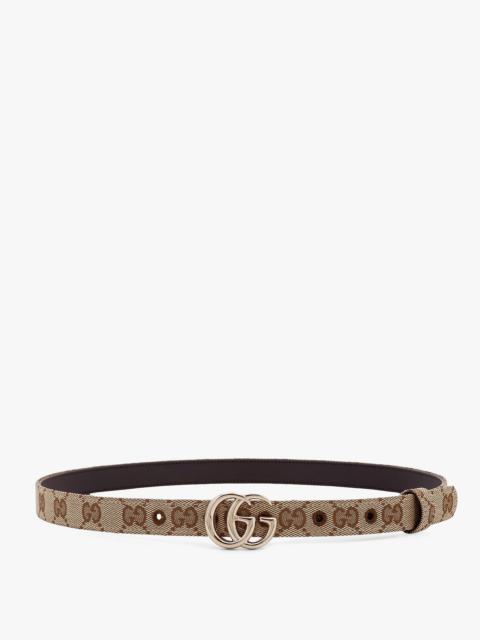 Gucci Gg Supreme Fabric And Leather Belt