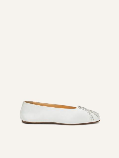 MAGDA BUTRYM Crystal-embellished satin flats in white