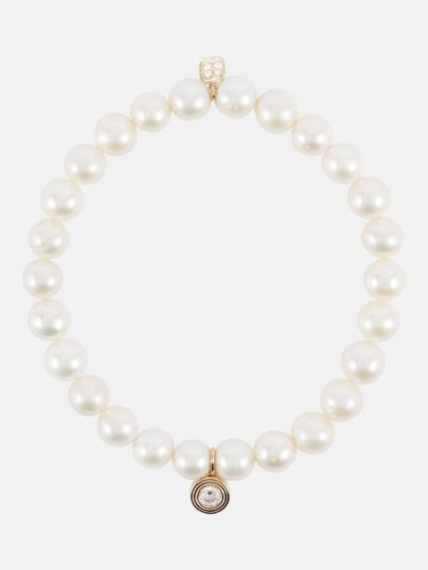SYDNEY EVAN 14kt gold and pearl bracelet with diamond