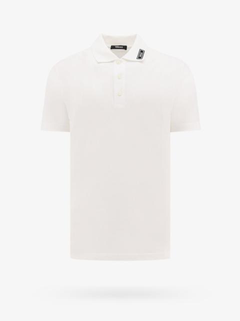 Versace Cotton Shirt Polo With Logoed Label