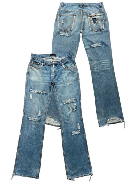 Other Designers Japanese Brand - Zerosail Distressed Patchwork Flare Denim Jeans 34x34.5