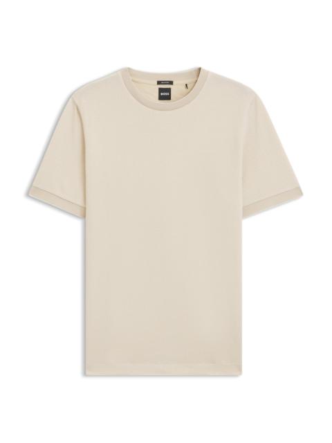 BOSS MERCERIZED-COTTON T-SHIRT WITH TWO-TONE STRUCTURE