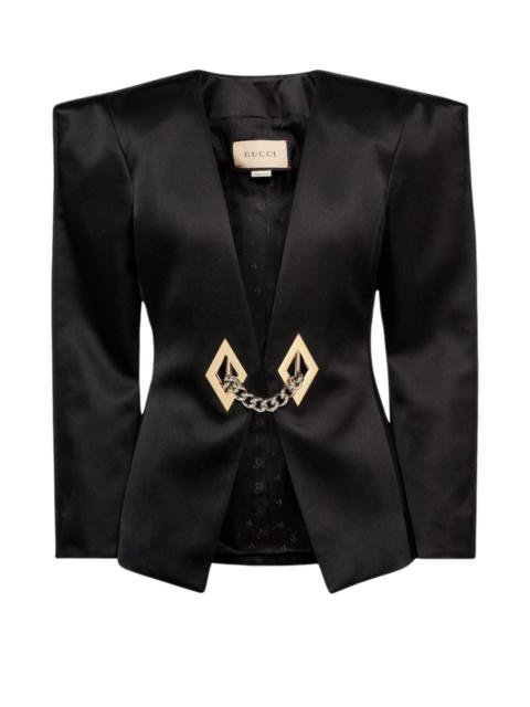 GUCCI Chain-trimmed Satin Blazer